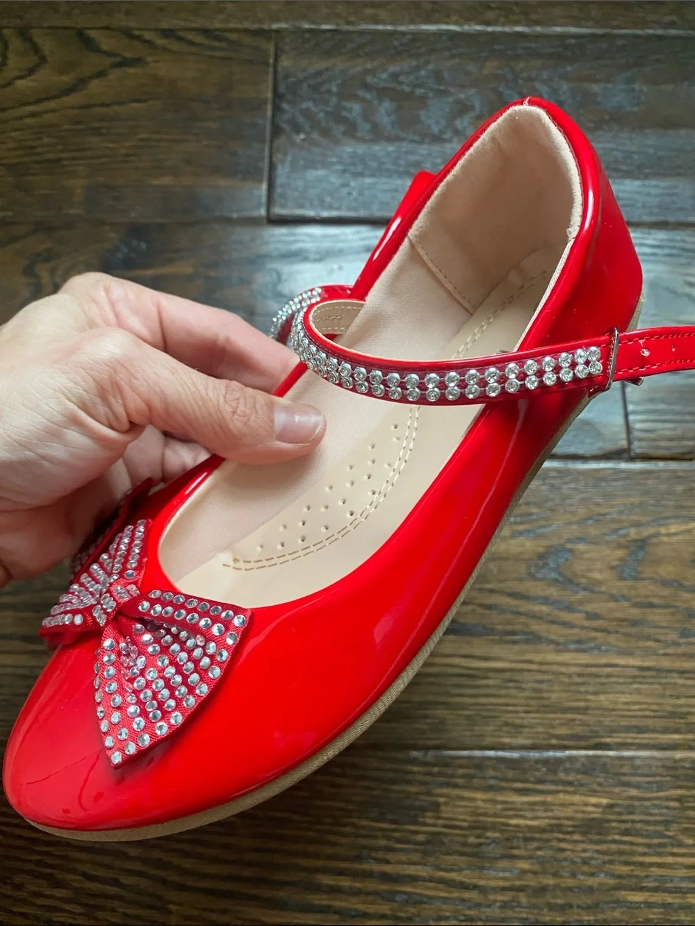 Shiny Red Rhinestone Mary Janes